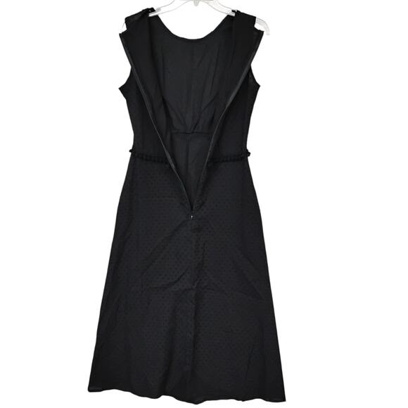 Handmade Swiss Dot Midi Dress Size M Black Sheath Cut Sleeveless Zipper on Back - Picture 8 of 11